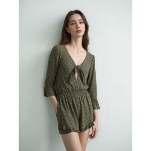 Abercrombie & Fitch‎ Romper Sz S Green Polka Dots Bell Sleeve